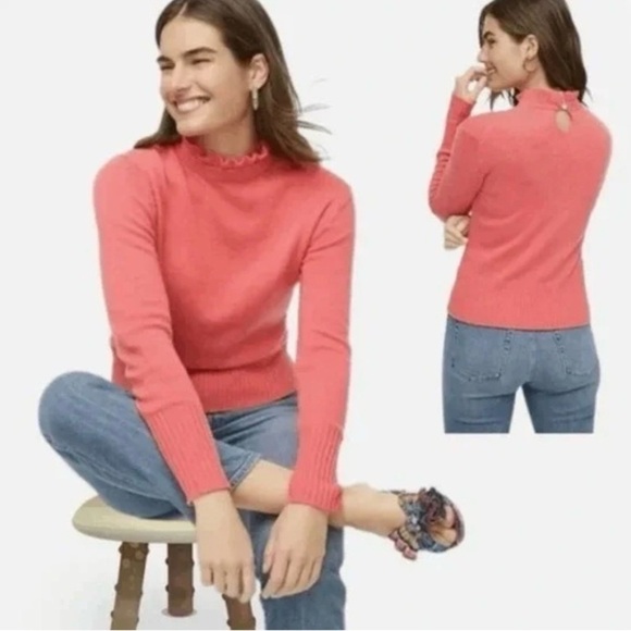 J. Crew Sweaters - J. Crew Women's Pink Ruffle Neck Sweater XS